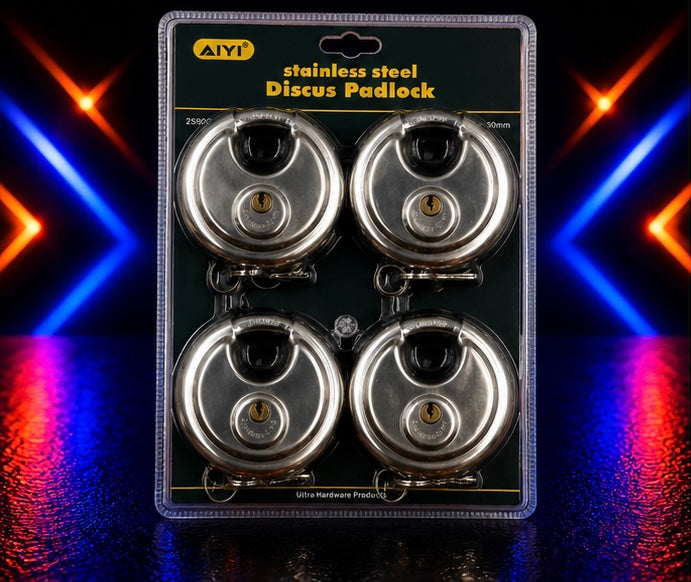 4-Pack Stainless Steel Discus Padlocks