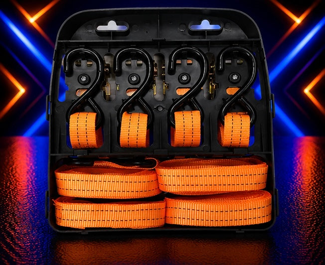 4-Pack Heavy-Duty Ratchet Tie-Down Straps